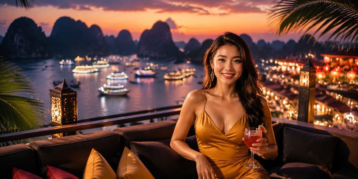 Người dùng tra kèo cá cược tại khu chợ đêm Hạ Long về đêm